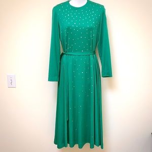 SPARKLY VTG SWING/DAY DRESS, 3 pc Set GREEN SOLD